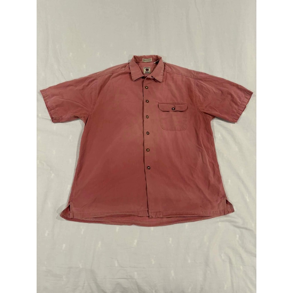 Madison Trader Washed Cotton Short Sleeve Button Up Shirt Mens‎ Lg Turtle Patch